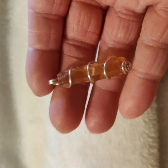 Tangerine Quartz Crystal Point Pendant - Picture 8 of 11